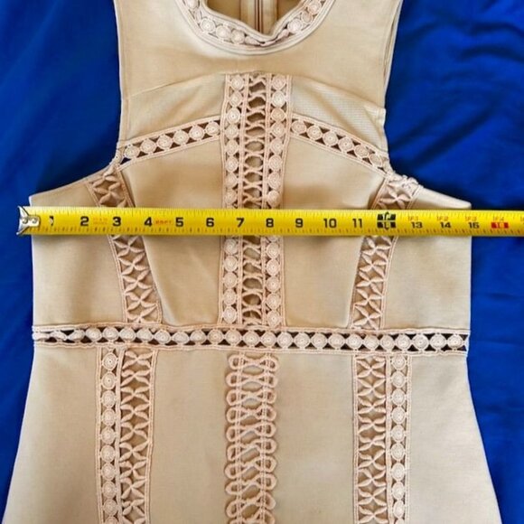 Free People Womens Nude Skyscraper Crochet Lace Trim Sleeveless Mini Dress S - Picture 9 of 11